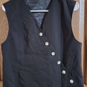 Women's Black Button-Up Vest